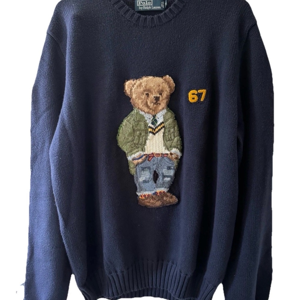 Polo by Ralph Lauren Navy Polo Bear cotton Sweater mens XL